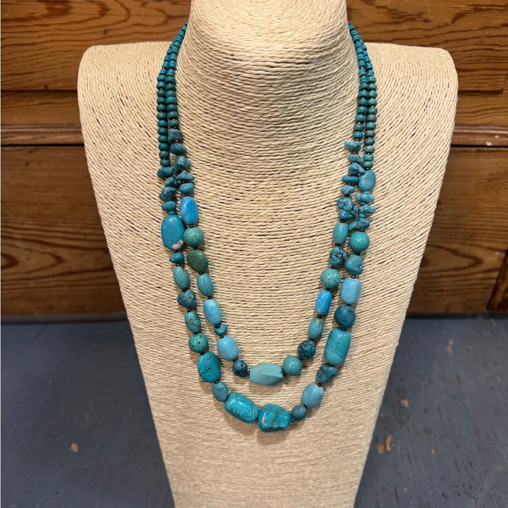 Genuine Turquoise Beaded Necklace - Picture 1 of 2